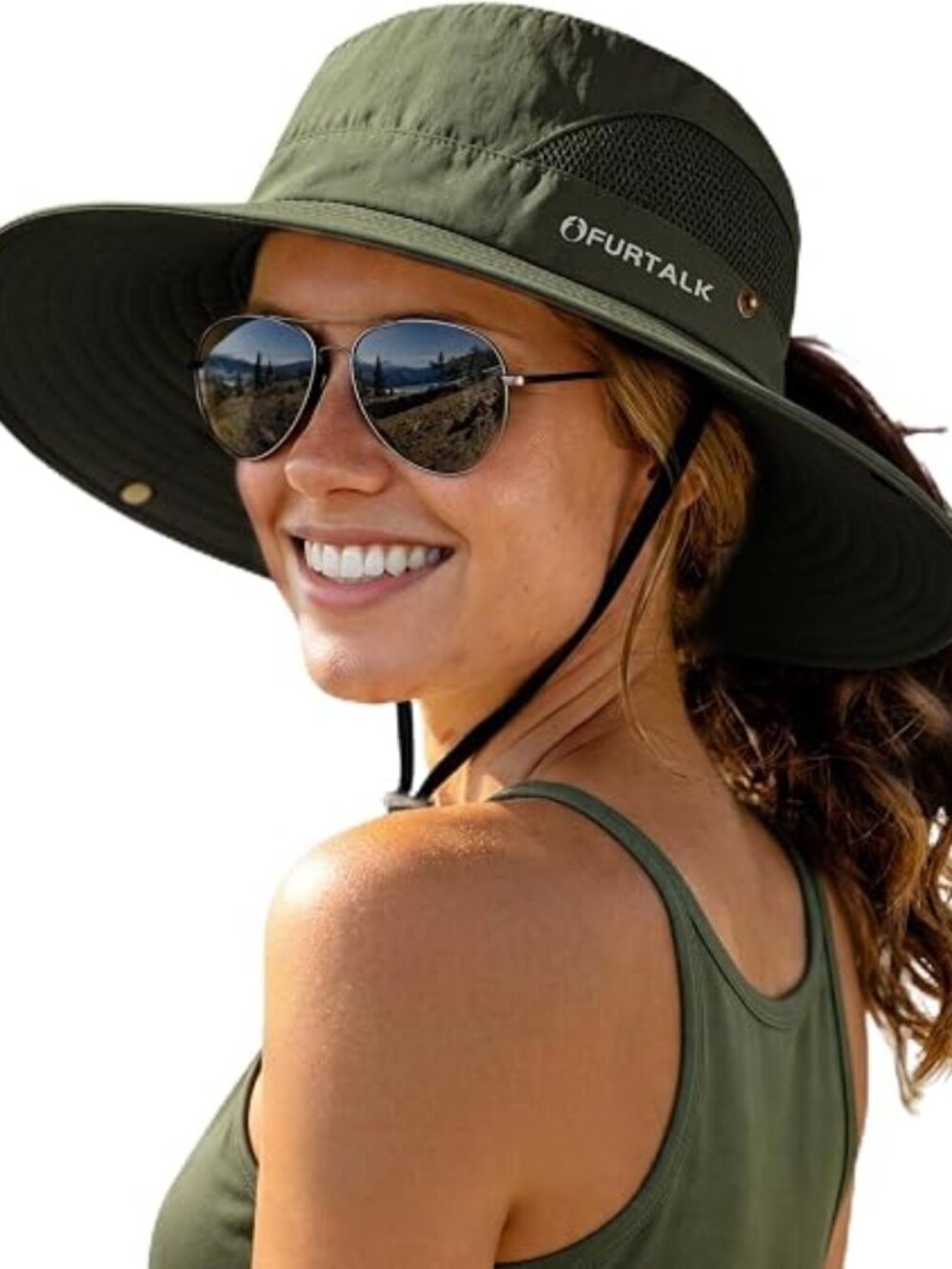 Womens Sun Hat with Ponytail Hole Beach Hiking Summer Wide Brim UPF 50+ Outdoor